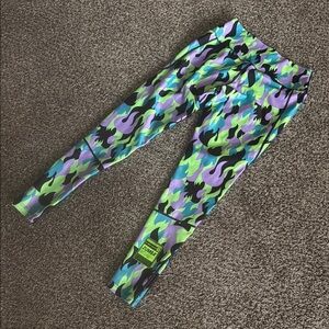 Zumba Fitness Camouflage Leggings - Green, Purple, Black